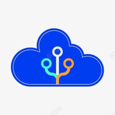 蓝色科技感素材蓝色圆弧云服务元素图标图标