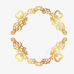 金色装饰镂空对称花纹素材