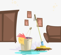 家庭清扫卫生插画素材