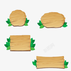 木头绿叶指示牌图素材