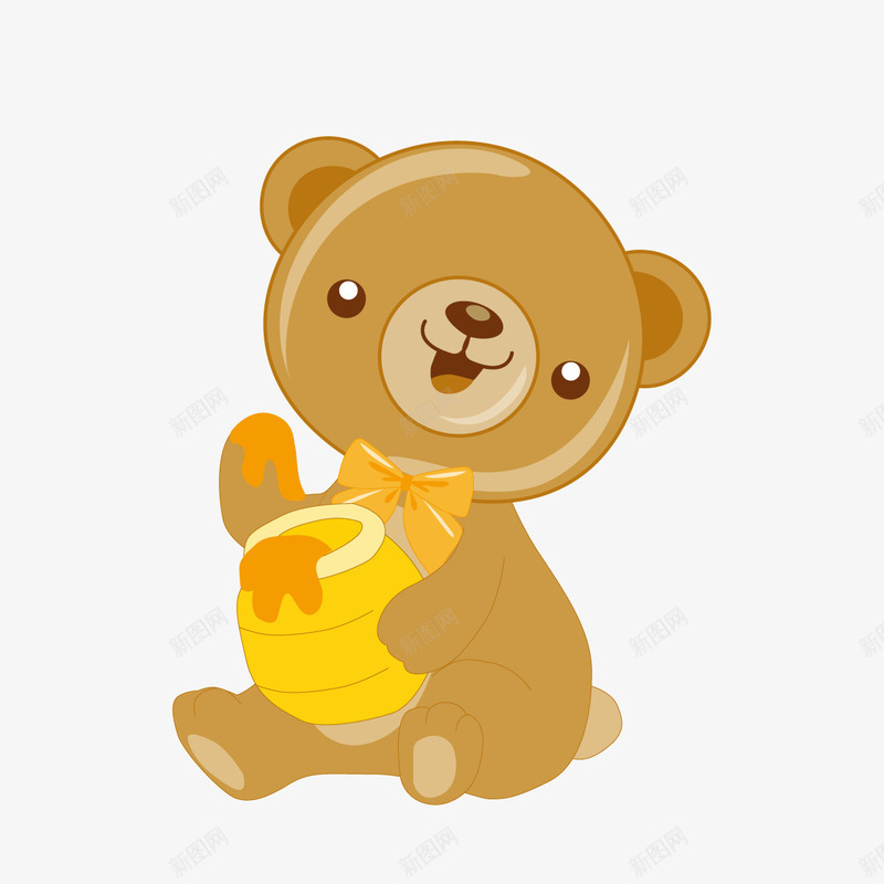 蜂蜜熊矢量图ai免抠素材_88icon https://88icon.com 卡通 熊 蜂蜜 蜂蜜罐 黄色 矢量图