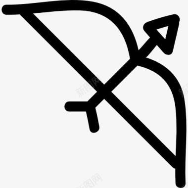 丘比特的弓和箭弓与箭的手绘工具图标图标