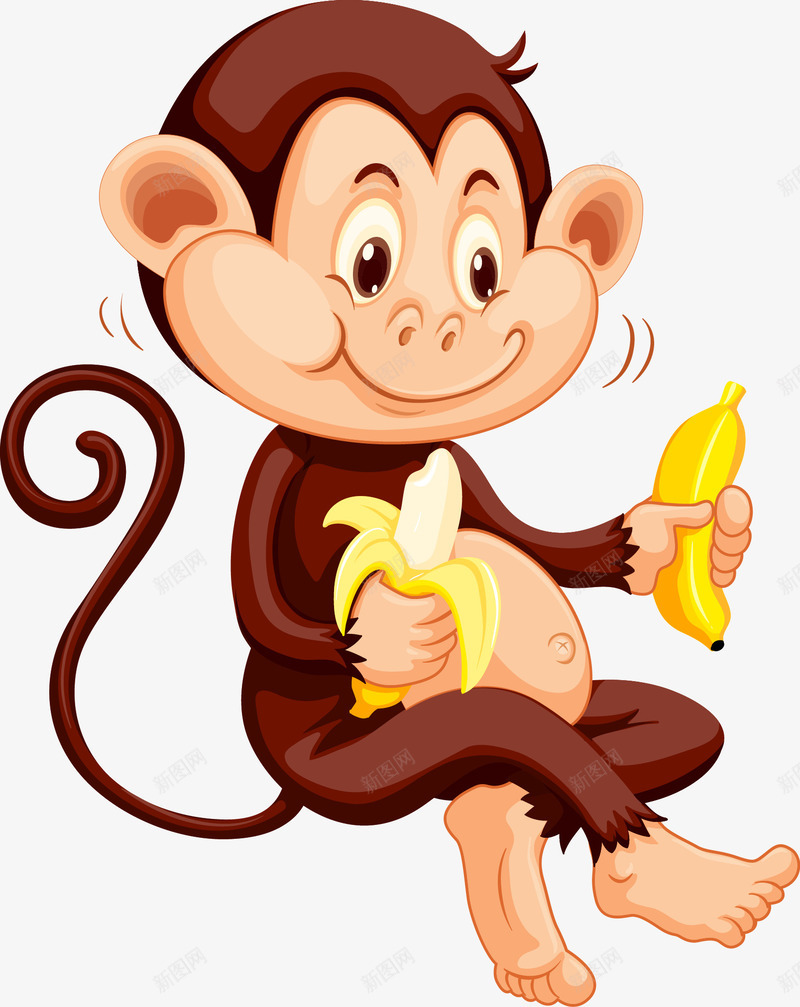 可爱卡通猴子吃香蕉立体png免抠素材_88icon https://88icon.com 卡通猴子 可爱卡通猴子吃香蕉立体矢量 猴子卡通 矢量可爱卡通猴子