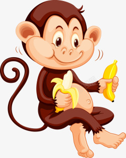 可爱卡通猴子吃香蕉立体素材