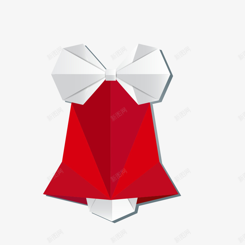 折纸铃铛png免抠素材_88icon https://88icon.com 圣诞折纸风格装饰 红白折纸风格装饰 红白装饰物