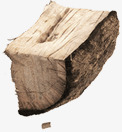 一块被砍断的右半边木头素材