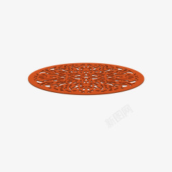 橘色纯色镂空圆形地毯素材