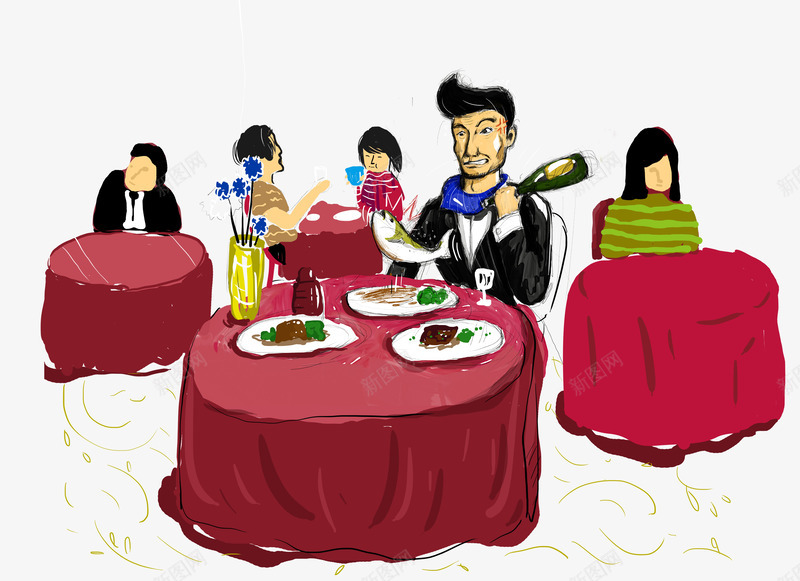 手绘吃饭的人png免抠素材_88icon https://88icon.com 人物 吃饭 家庭吃饭 手绘 手绘感觉的字体 手绘风格的室内装饰