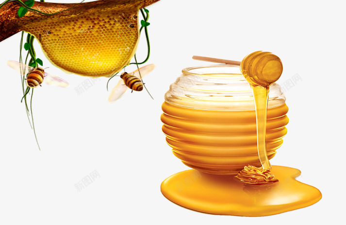天然美食蜂蜜美食psd免抠素材_88icon https://88icon.com 产品 天然美食蜂蜜美食 美食 蜂浆 蜂蜜 蜜蜂 食物