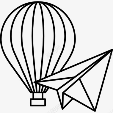 热气球和纸飞机图标图标