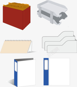 办公文具文件夹和日历素材