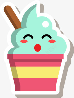 卡通冰淇淋甜品贴纸素材