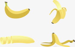 黄色香蕉皮香蕉矢量图高清图片