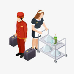行李运输带卡通酒店服务人员高清图片