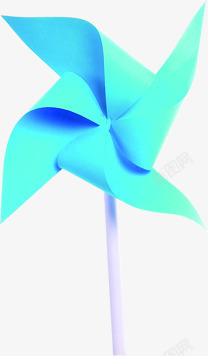 蓝色折纸创意风车手绘素材
