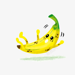 黄绿色摔倒的卡通香蕉矢量图素材