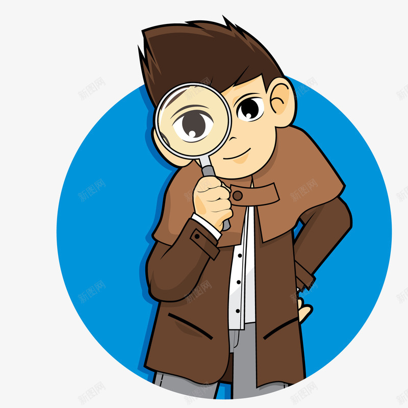 卡通拿着放大镜的人物矢量图ai免抠素材_88icon https://88icon.com 人物 侦探 卡通 放大镜 标签设计 贴纸设计 矢量图