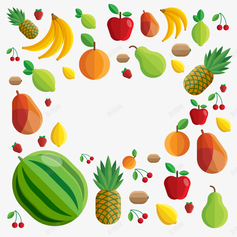 蔬菜瓜果矢量图ai免抠素材_88icon https://88icon.com 水果 绿色食品 菠萝 香蕉 矢量图