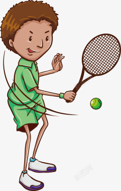 绿色少年网球比赛素材