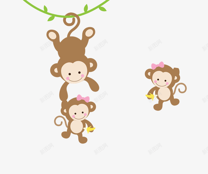 小猴子爬树吃香蕉png免抠素材_88icon https://88icon.com 吃 小猴子 水彩 爬树 香蕉