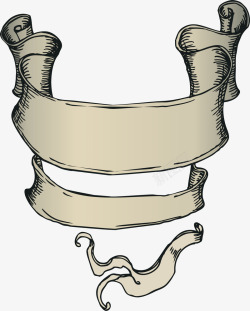 手绘复古欧式标签丝带图案矢量图素材