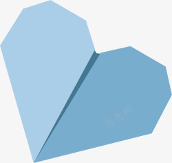 浅蓝色折纸心素材