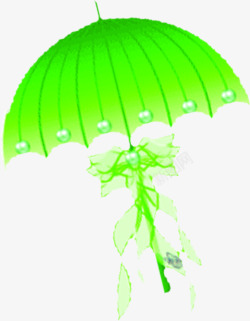 卡通绿色手绘雨伞素材