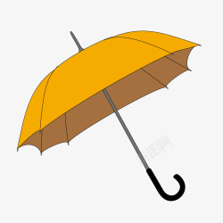 黄色质感卡通雨伞矢量图素材