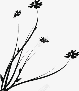 植物手绘黑色花卉图标图标