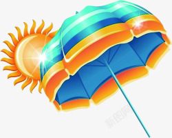 夏日卡通海报效果太阳雨伞素材