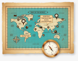 航海图指南针手绘地图指南针高清图片