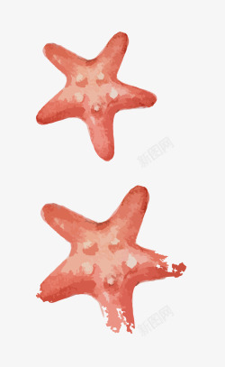 红色手绘大海海星矢量图素材