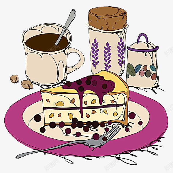 甜品插图png免抠素材_88icon https://88icon.com 咖啡 手绘 插图 蛋糕