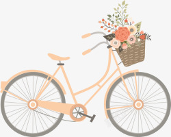 卡通手绘粉色的自行车素材