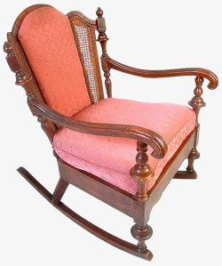 欧式红色布艺垫实木靠背摇摇椅素材