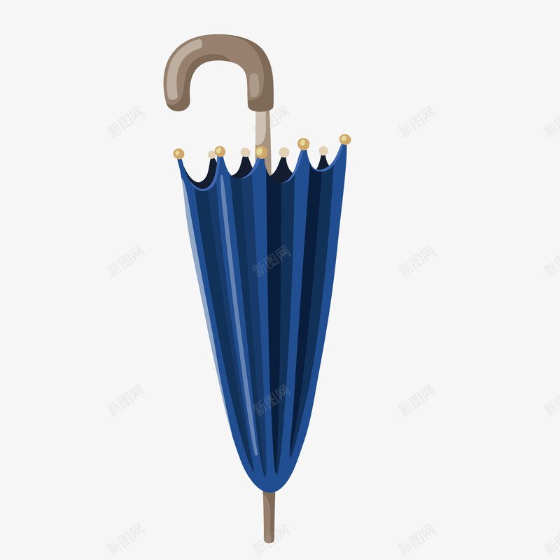 卡通深蓝色的雨伞矢量图ai免抠素材_88icon https://88icon.com 下雨天 创意 卡通 深蓝色 雨伞设计 雨具 矢量图