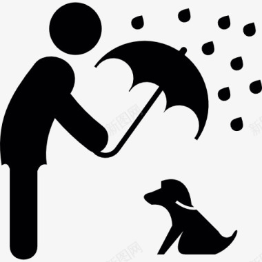 狗男人保护狗带雨伞图标图标