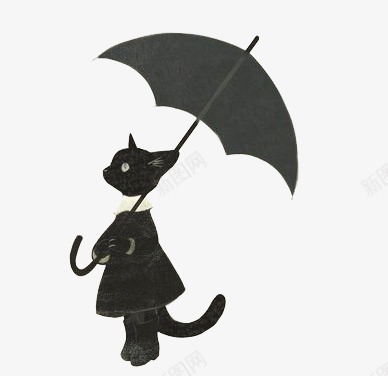 猫咪打伞png免抠素材_88icon https://88icon.com 下雨 动物 可爱 雨伞