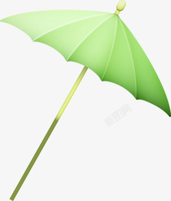 手绘绿色小雨伞矢量图素材
