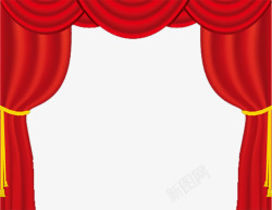 手绘红色舞台布素材
