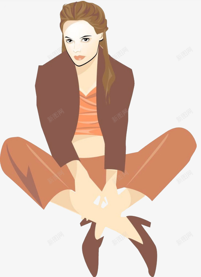 坐着的女孩子插画png免抠素材_88icon https://88icon.com PNG 坐着的女孩子 坐着的小朋友 插画 西装女 长发