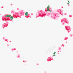 粉色手绘花朵爱心造型素材