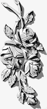 手绘浮雕线条花卉图标图标