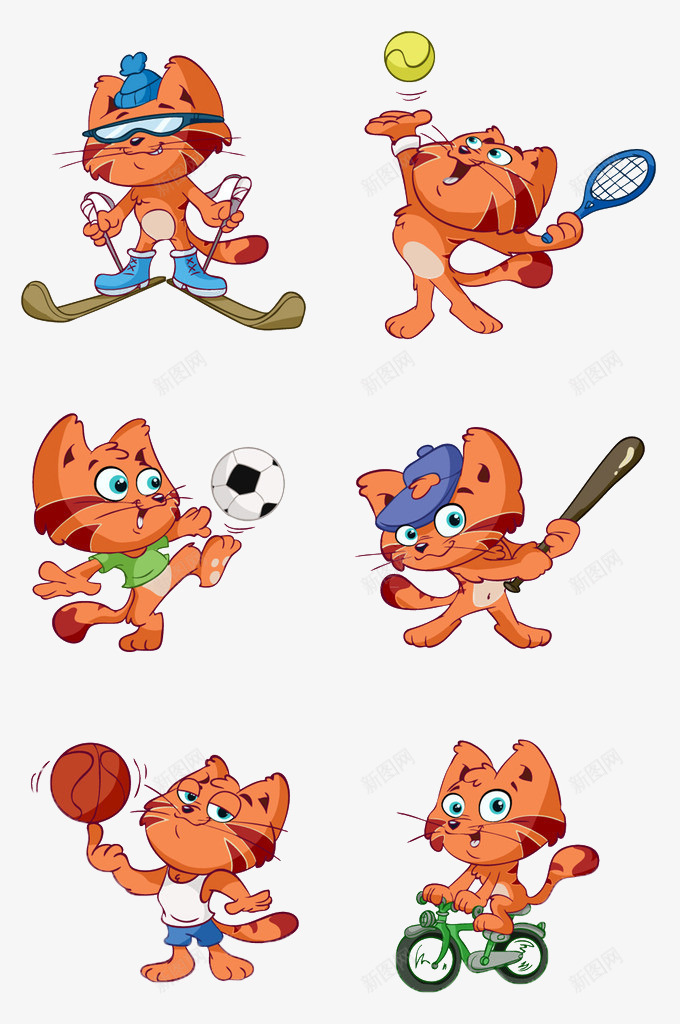 猫咪运动图psd免抠素材_88icon https://88icon.com 手绘 猫咪 足球 运动