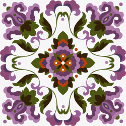 中国古典花纹方形紫色素材