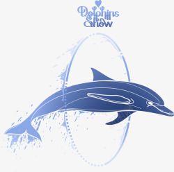卡通手绘海豚表演跳圈素材