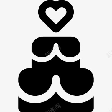 婚礼蛋糕装饰着心图标图标