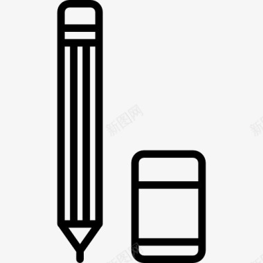 园艺用品铅笔和橡皮图标图标