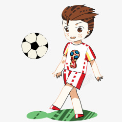 卡通足球少年踢足球素材