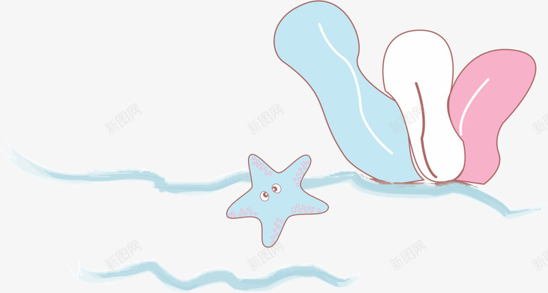 手绘珊瑚png免抠素材_88icon https://88icon.com AI 卡通 手绘 海星 海洋 珊瑚 粉色 蓝色